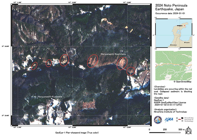 Landslides at Suzu City detected